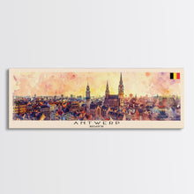 Load image into Gallery viewer, Antwerp Belgium Wall Art, Panoramic Travel Poster, Panoramic Framed Canvas Print, City Wall Art, Wall Hanging Home Decor, Travel Art
