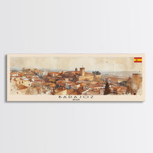 Carregar imagem no visualizador da galeria, Badajoz Spain Wall Art, Panoramic Travel Poster, Panoramic Framed Canvas Print, City Wall Art, Wall Hanging Home Decor, Travel Art