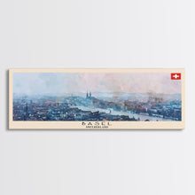 Carregar imagem no visualizador da galeria, Basel SwitzerlandTravel Art, City Art, Framed Canvas Print or Metal Wall Art, Europe Travel Poster, Panoramic Wall Art, Extra Wide Wall Art