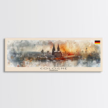 Load image into Gallery viewer, Cologne Germany Panoramic Travel Poster, Framed Canvas Print or Metal Wall Art, Travel Art, Home Decor, Panoramic Painting, Midcentury Art