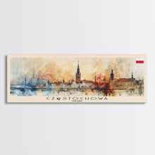 Load image into Gallery viewer, Czestochowa Poland Travel Art, City Art, Framed Canvas Print or Metal Wall Art, Europe Travel Poster, Panoramic Wall Art, Extra Wide Wall Art