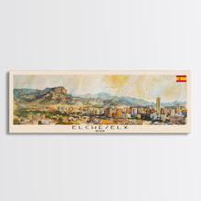 Load image into Gallery viewer, Elche Spain Travel Art, City Art, Framed Canvas Print or Metal Wall Art, Europe Travel Poster, Panoramic Wall Art, Extra Wide Wall Art
