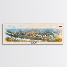 Carregar imagem no visualizador da galeria, Gliwice Poland Panoramic Travel Poster, Framed Canvas Print or Metal Wall Art, Travel Art, Home Decor, Panoramic Painting, Midcentury Art