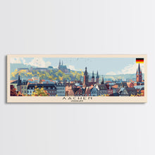 Carregar imagem no visualizador da galeria, Aachen Germany Panoramic Travel Poster, Framed Canvas Print or Metal Wall Art, Travel Art, Home Decor, Panoramic Painting, Midcentury Art