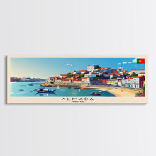 Load image into Gallery viewer, Almada Portugal Travel Art, City Art, Framed Canvas Print or Metal Wall Art, Europe Travel Poster, Panoramic Wall Art, Extra Wide Wall Art