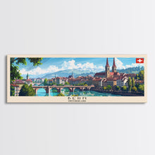 Load image into Gallery viewer, Bern Switzerland Travel Art, City Art, Framed Canvas Print or Metal Wall Art, Europe Travel Poster, Panoramic Wall Art, Extra Wide Wall Art