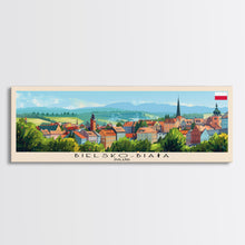 Load image into Gallery viewer, Bielsko Biala Poland Travel Art, City Art, Framed Canvas Print or Metal Wall Art, Europe Travel Poster, Panoramic Wall Art, Extra Wide Wall Art