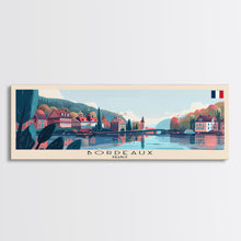 Load image into Gallery viewer, Bordeaux France Panoramic Travel Poster, Framed Canvas Print or Metal Wall Art, Travel Art, Home Decor, Panoramic Painting, Midcentury Art