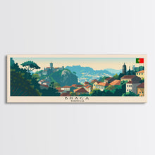 Load image into Gallery viewer, Braga Portugal Travel Art, City Art, Framed Canvas Print or Metal Wall Art, Europe Travel Poster, Panoramic Wall Art, Extra Wide Wall Art