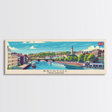 Load image into Gallery viewer, Bristol United Kingdom Panoramic Travel Poster, Framed Canvas Print or Metal Wall Art, Travel Art, Home Decor, Panoramic Painting, Midcentury Art
