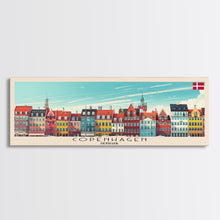 Cargar imagen en el visor de la galería, Copenhagen Denmark Travel Print Wall Art, Panoramic City Art, Travel Art, Wall Decor, Vacation Gift, Framed Canvas Print Or Metal Art