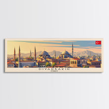 Load image into Gallery viewer, Diyarbakr Turkey Panoramic Travel Poster, Framed Canvas Print or Metal Wall Art, Travel Art, Home Decor, Panoramic Painting, Midcentury Art