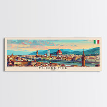 Carregar imagem no visualizador da galeria, Florence Italy Panoramic Travel Poster, Framed Canvas Print or Metal Wall Art, Travel Art, Home Decor, Panoramic Painting, Midcentury Art