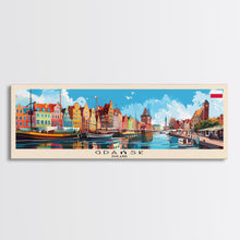 Load image into Gallery viewer, Gdansk Poland Travel Print Wall Art, Panoramic City Art, Travel Art, Wall Decor, Vacation Gift, Framed Canvas Print Or Metal Art