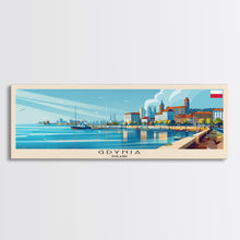Load image into Gallery viewer, Gdynia Poland Travel Art, City Art, Framed Canvas Print or Metal Wall Art, Europe Travel Poster, Panoramic Wall Art, Extra Wide Wall Art