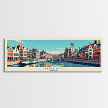 Load image into Gallery viewer, Ghent Belgium Wall Art, Panoramic Travel Poster, Panoramic Framed Canvas Print, City Wall Art, Wall Hanging Home Decor, Travel Art