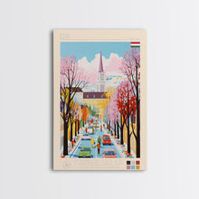 Load image into Gallery viewer, Érd Hungary Travel Poster Framed Canvas Print, Midcentury Modern Art, Pop Art Wall Decor, Living Room Art, Vacation Gift
