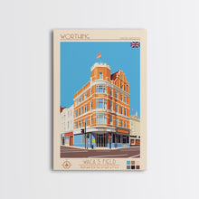 Carregar imagem no visualizador da galeria, Worthing United Kingdom Travel Poster Framed Canvas Print, Midcentury Modern Art, Pop Art Wall Decor, Living Room Art, Home Decoration