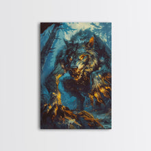 Carregar imagem no visualizador da galeria, Ferocious Werewolf in the Forest - Halloween Wall Decor - Scary Art Print - Werewolf Painting for Halloween - Spooky Home Decor