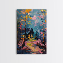 Load image into Gallery viewer, Eerie Moonlit Cemetery Framed Canvas Print, Halloween, Haunted Graveyard Wall Art, Gothic Horror Decor, Spooky Artwork, Framed Canvas Print