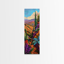 Cargar imagen en el visor de la galería, Colorful Landscape Art, Mountain Wall Art Print, Botanical Art for Kitchen, Impasto Canvas Painting Framed and Printed, Modern Wall Art