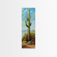 Load image into Gallery viewer, Framed Printed Acrylic Canvas Painting of Saguaro Cactus, Colorful Desert Art Print, Modern Western Wall Art Print, Office Wall Decor