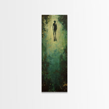 Carregar imagem no visualizador da galeria, Abstract Canvas Painting of Underwater Diver, Modern Framed Wall Art, Dark Wall Art for Living Room, Tall and Narrow Wall Art Print
