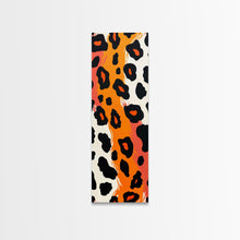 Load image into Gallery viewer, Bold Leopard Print in Orange and Black - Framed Canvas Print, Midcentury Modern Wall Art, Skinny Art, Tall Art, Living Room Decor