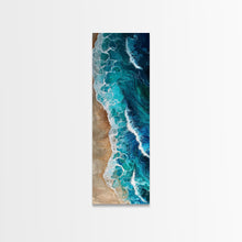 Carregar imagem no visualizador da galeria, Aerial Ocean View Art - Framed Canvas Print, Farmhouse Art, Boho Art, Skinny Art, Tall Art, Living Room Decor, Beach Wall Art for Home Decor