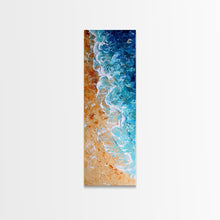 Carregar imagem no visualizador da galeria, Abstract Coastal Waves And Sandy Beach, Rustic Farmhouse Art With Boho Elements, Tall Canvas Print For Modern Wall Decor