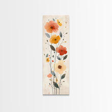 Load image into Gallery viewer, Delicate Poppy Flowers Skinny Art Tall Art Japanese Ukiyo-e Inspired Floral Print Framed Canvas Wall Art