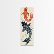Load image into Gallery viewer, Elegant Koi Fish in Minimalist Japanese Art Style, Tall and Skinny Framed Canvas Print for Ukiyo-e Art Lovers