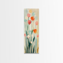 Carregar imagem no visualizador da galeria, Abstract Tulips, Pastel Colors, Japanese Art, Skinny Art, Tall Art, Framed Canvas Print, Ukiyo-e Style