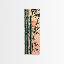 Carregar imagem no visualizador da galeria, Framed Canvas Print Of Bamboo Stalks And Red Sun, Traditional Japanese Style Wall Art Ready To Hang For Asian Inspired Decor