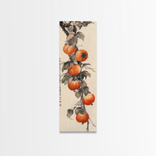 Load image into Gallery viewer, Bountiful Persimmons On Tree Branch Skinny Art Tall Art Framed Canvas Print Japanese Style Art Ukiyo-e Art Wood Block Print Seasonal Natural