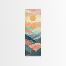 Carregar imagem no visualizador da galeria, Abstract Sunset Over Rolling Hills, Japanese Art-Inspired Tall Framed Canvas Print for Wall Art