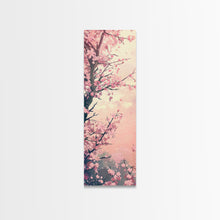 Load image into Gallery viewer, Beautiful Cherry Blossoms Blooming On Tree Branch Against Soft Pastel Background Captured Tall Framed Canvas Print Floral Home Decor