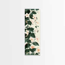Load image into Gallery viewer, Creamy White Blossoms with Deep Green Leaves Overlapping on a Soft Background Ukiyo-e Art Japanese Framed Canvas Print Skinny Tall Art