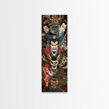 Cargar imagen en el visor de la galería, Fierce Samurai Warriors With Oni Mask Tall Art Ukiyo-e Art Wood Block Print Framed Canvas Print