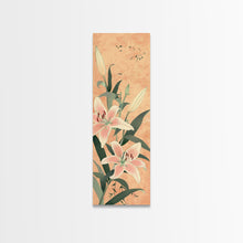 Load image into Gallery viewer, Delicate Lily Flowers Blooming In Japanese Style Ukiyo-e Art Framed Canvas Print Skinny Art Tall Art