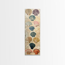 Cargar imagen en el visor de la galería, Colorful Shells On Textured Background Skinny Art Wood Block Print Japanese Style Art Framed Canvas Print Tall Art Ukiyo-e Art
