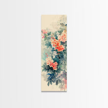 Carregar imagem no visualizador da galeria, Azalea Blossoms Skinny Art Tall Art Japanese Ukiyo-e Inspired Floral Framed Canvas Print for Elegant and Timeless Decor