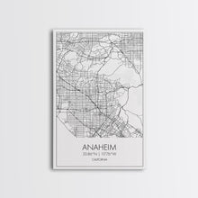 Load image into Gallery viewer, Anaheim Street Map, California Map, City Map Wall Decor, Travel Map, Minimalist, Modern Art, Wall Art, Canvas Print, Canvas Wall Art
