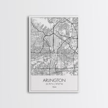 Cargar imagen en el visor de la galería, Arlington Street Map, Texas Map, City Art, Travel Map, Home Office Art, Family Gift, Modern Art, Wall Art, Canvas Print, Canvas Wall Art