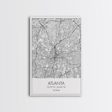 Load image into Gallery viewer, Atlanta Street Map, Georgia Map, City Map Art, Travel Print, Couple Gift, Minimalist Art Print, Wall Art, Canvas Print, Canvas Wall Art