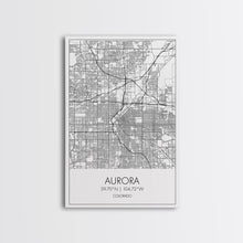 Load image into Gallery viewer, Aurora Street Map, Colorado Map, City Map Print, Travel Lover Gift, Above Bed Art, Minimalist Art, Wall Art, Canvas Print, Canvas Wall Art
