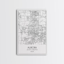 Carregar imagem no visualizador da galeria, Aurora Street Map, Illinois Map, City Map Wall Art, Daughter Gift, Travel Map, Minimalist Art, Wall Art, Canvas Print, Canvas Wall Art