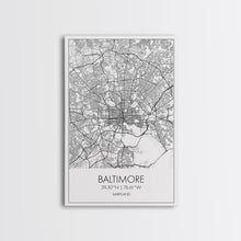 Carregar imagem no visualizador da galeria, Baltimore Street Map, Maryland Map, City Wall Art, Travel Print, Bedroom Print, Modern Art, Wall Art, Canvas Print, Canvas Wall Art