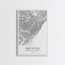Load image into Gallery viewer, Barcelona Street Map, Spain Map, City Wall Art, Europe Travel Art, Anniversary Gift, Modern Art, Wall Art, Canvas Print, Canvas Wall Art