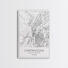 Cargar imagen en el visor de la galería, Chattanooga Street Map, Tennessee Map, City Map Art, Modern Art, Wall Art, Canvas Print, Canvas Wall Art, Office Wall Art, Travelling Gifts